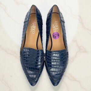 Franco Sarto L-Starland Navy Croc Embossed Pointed Toe Loafers Flats Women’s 6.5